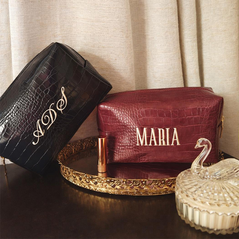 Luxury Bags Vegan - Вышитая косметичка из экокожи с индивидуальным